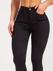 Solid Skinny Jeans High Stretch Mid Rise Stylish Plain Denim Pants
