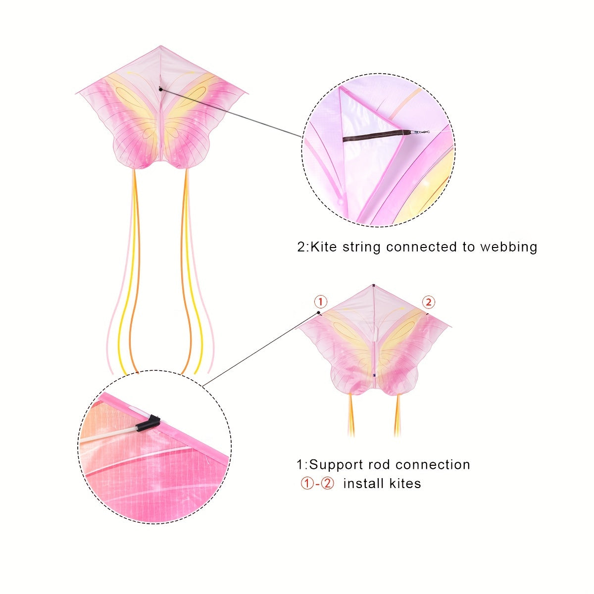 Starlight Butterfly Kite 91m Line Handle Beach Park Yard