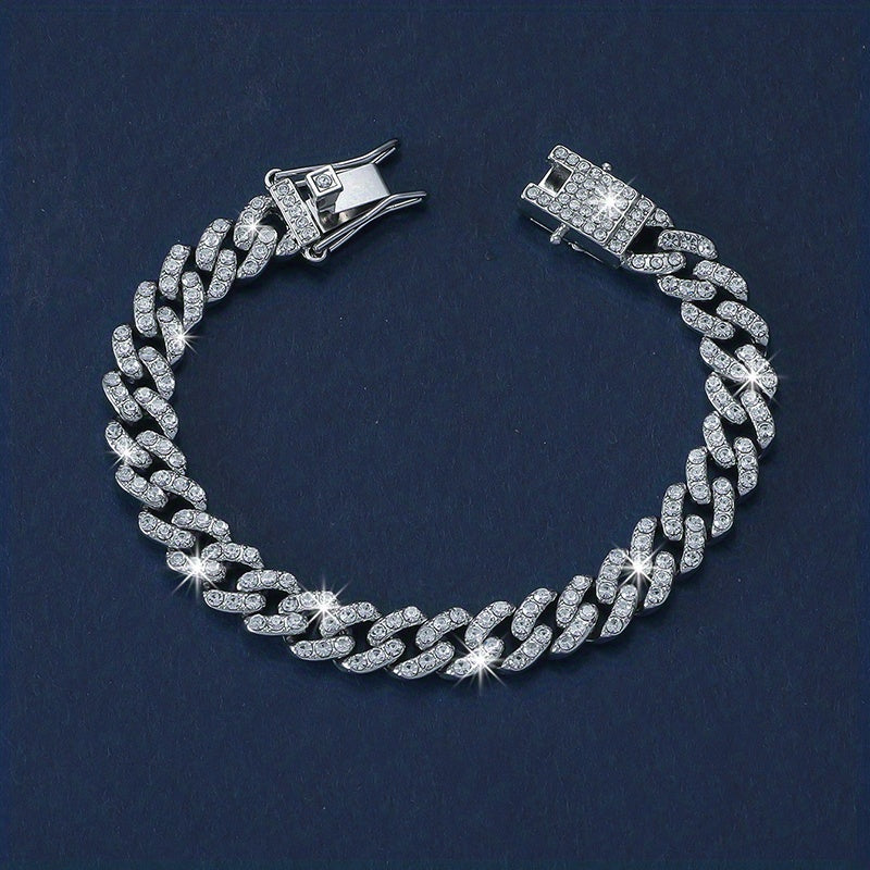 Glitter Rhinestone Cuban Chain Bracelet Women's Jewelry Gift
