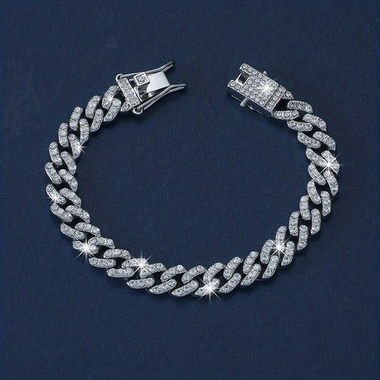 Glitter Rhinestone Cuban Chain Bracelet Women's Jewelry Gift