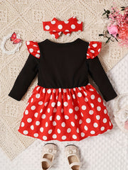 Baby Girls Polka Dot Puffy Dress Long Sleeve Casual