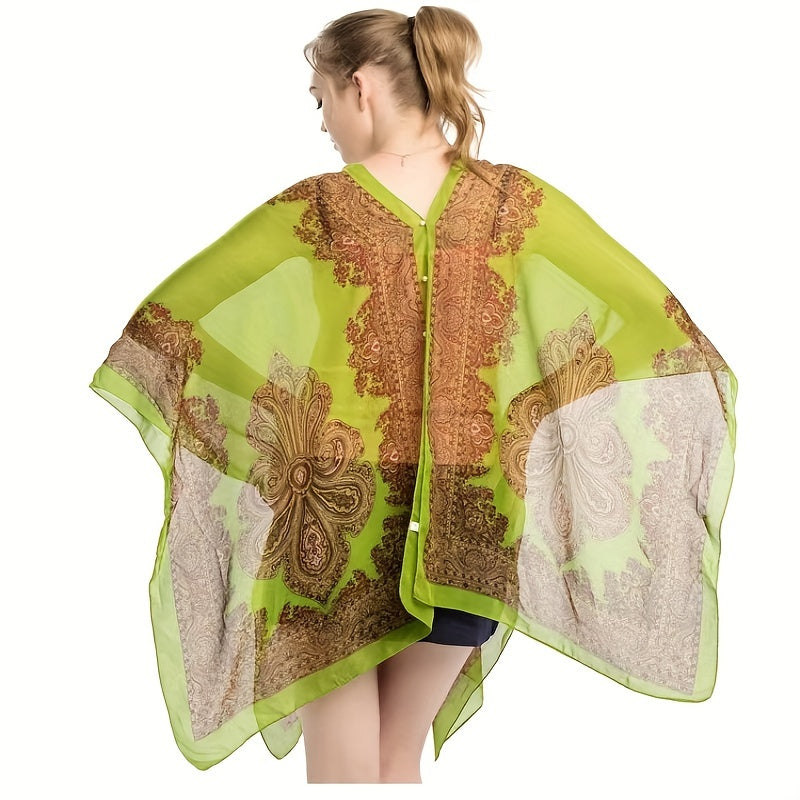 Paisley Print Chiffon Sunproof Bikini Cover Up Sarong