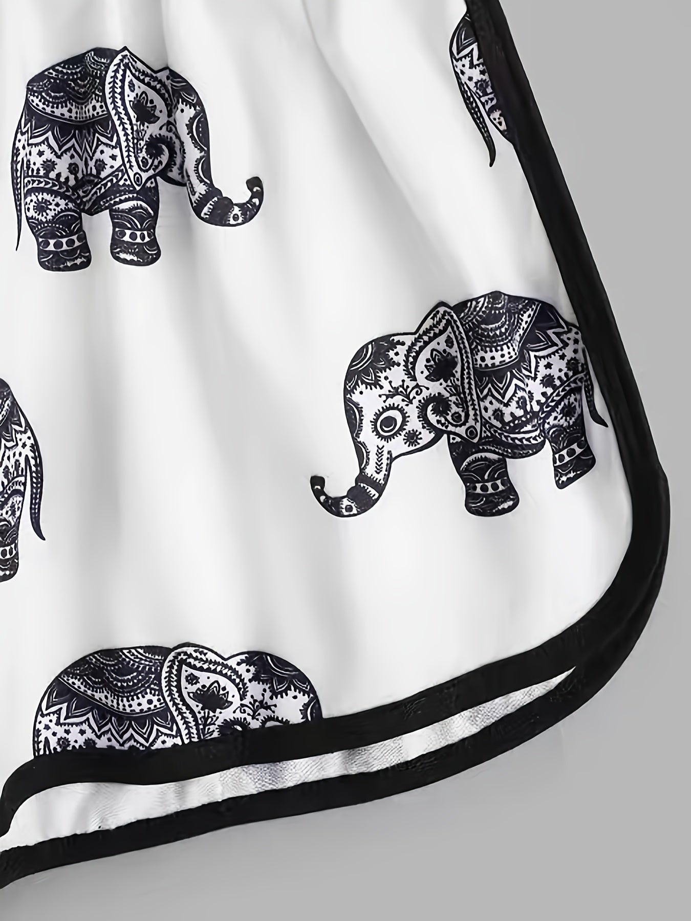 Boho Elephant Print High Waist Shorts