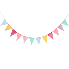 12 Multicolor Pennant Banner Linen Birthday Party Grand