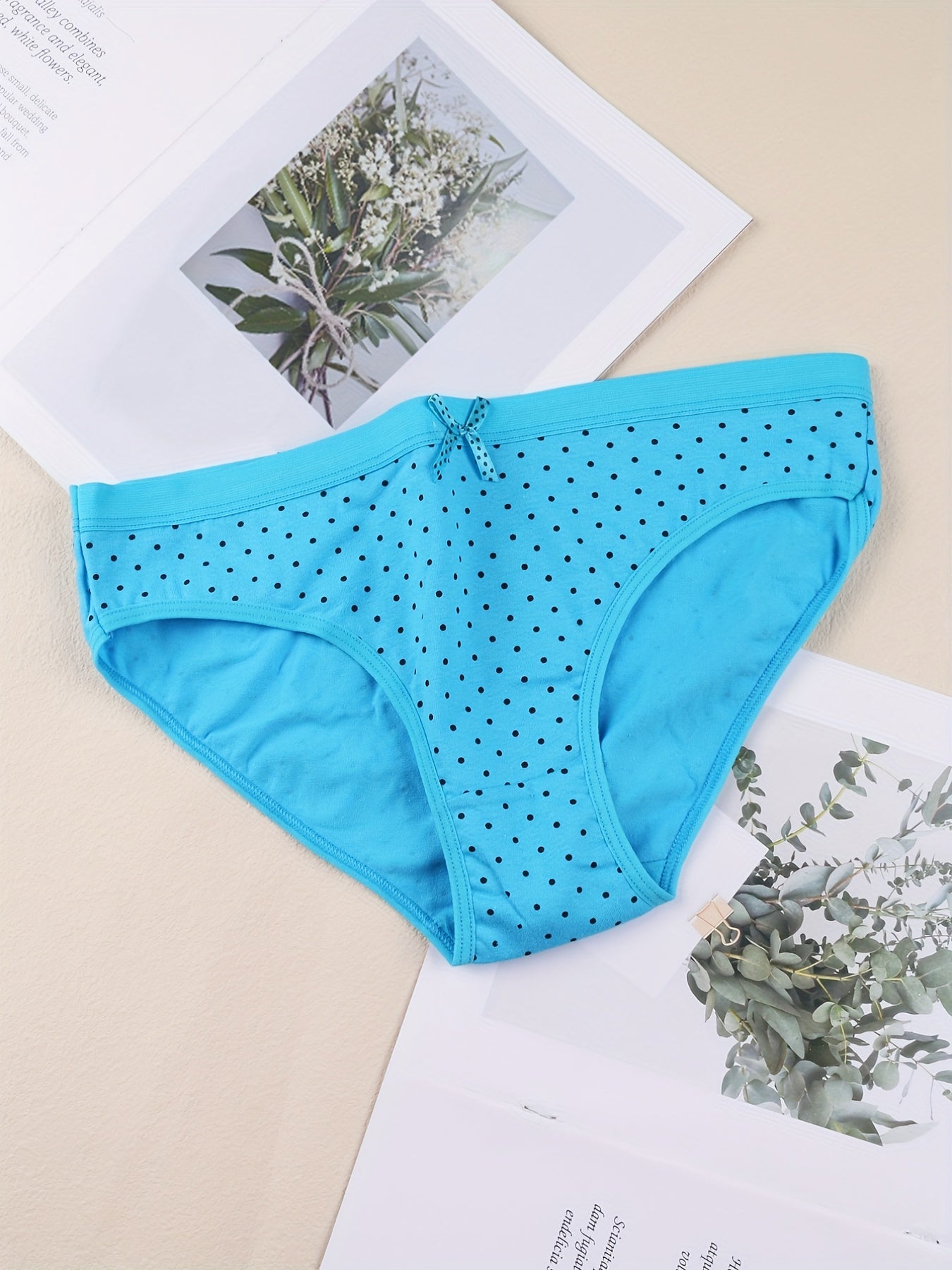 6 Pack Plus Size Bow Print Low Rise Briefs Set