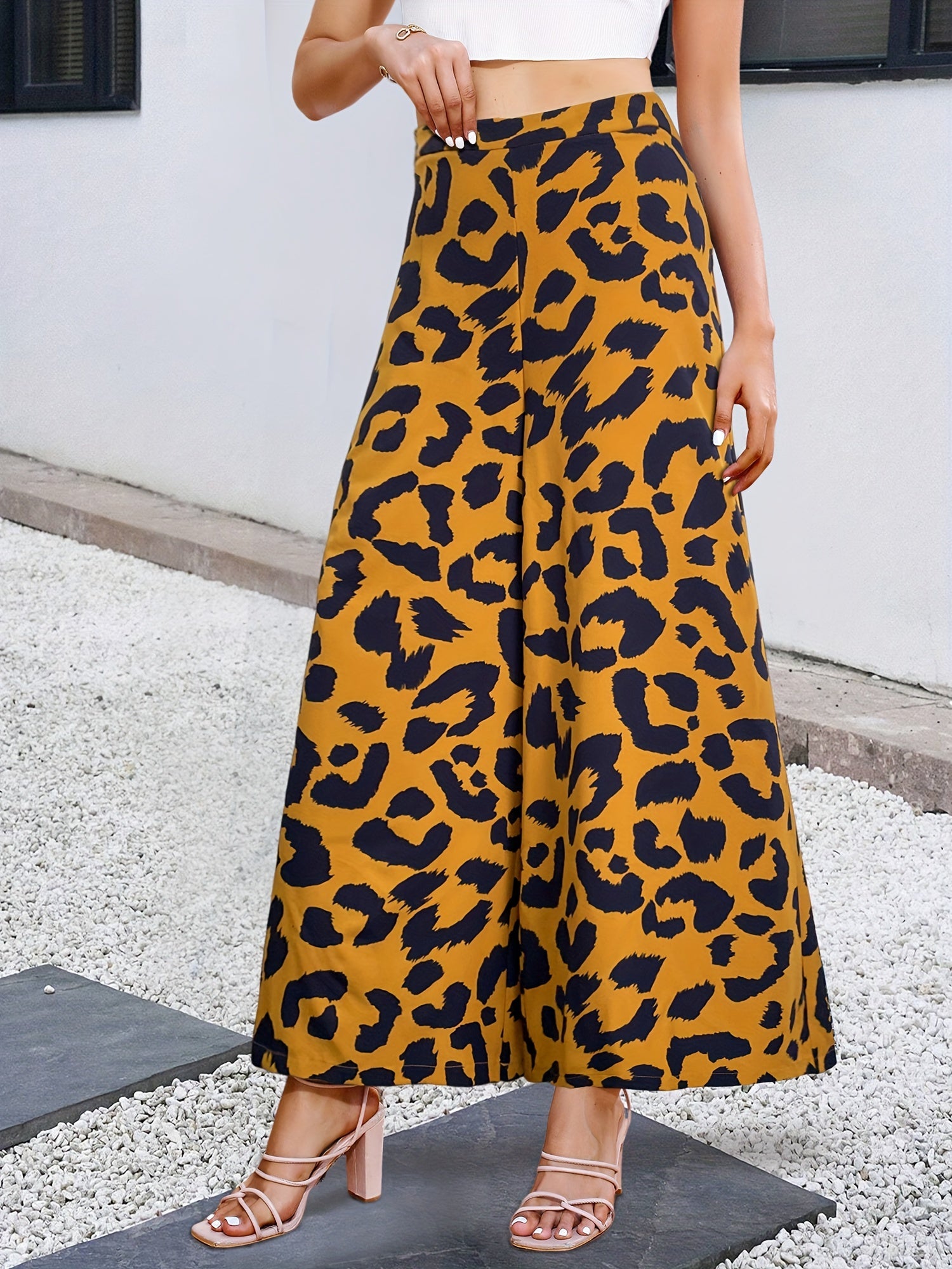 Paisley Print Wide Leg Pants High Waist Vacation Pants