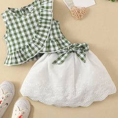 Baby Girls Ruffle Sleeveless Shirt & Bowknot Skirt St Patrick's