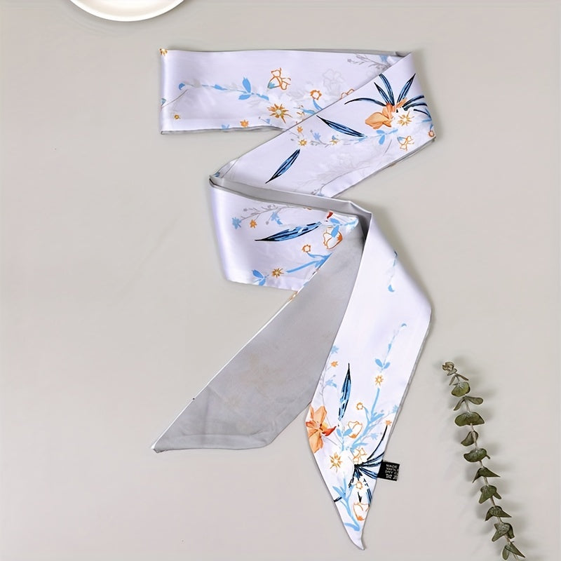 Animal & Flower Printed Neckerchief Long Skinny Scarf Headband Gift