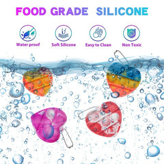 30pcs Heart Push Bubble Pop Fidget Keychains
