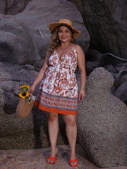 Boho Cami Dress Women's Plus Floral Print Surplice Neck Dress