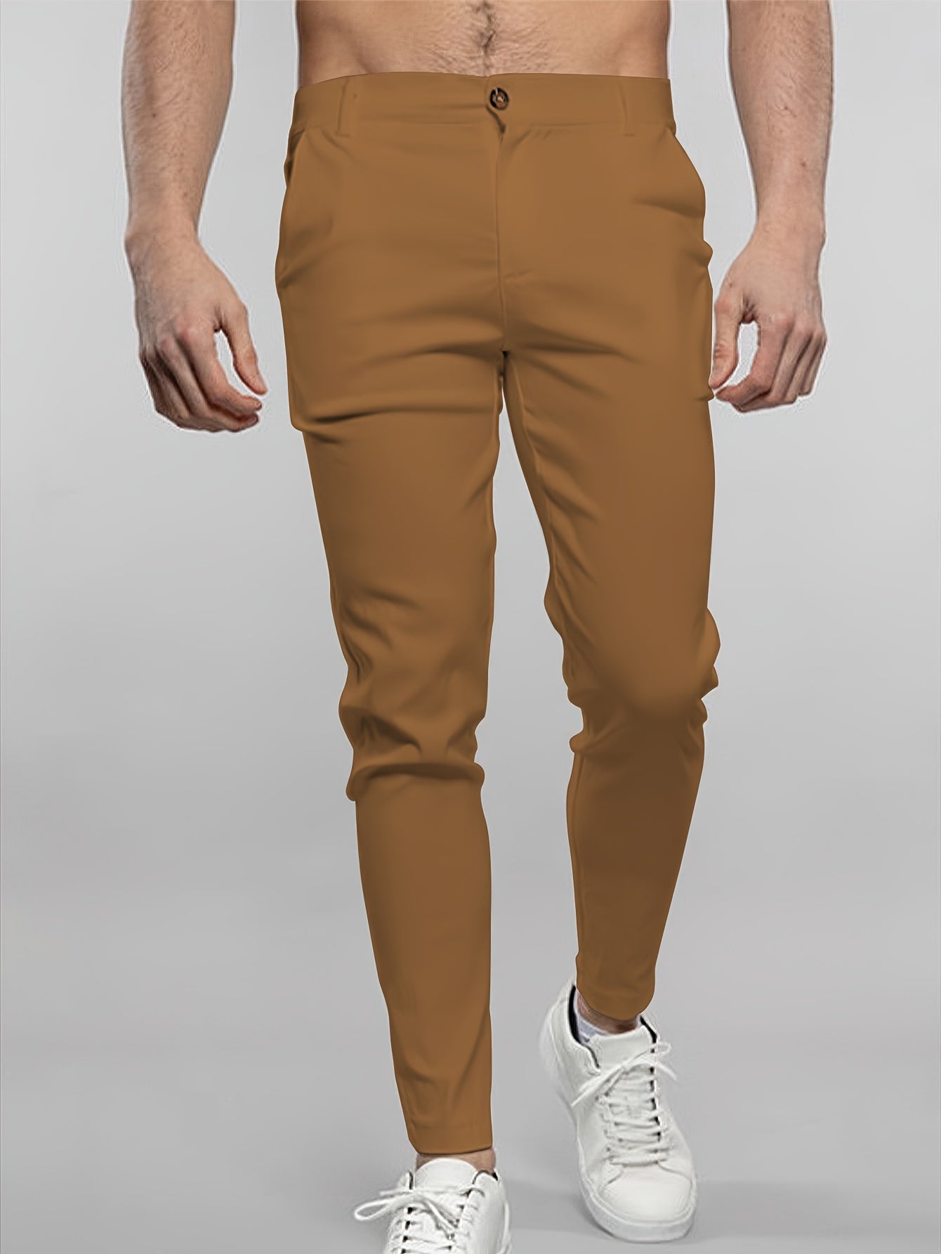 Men's Casual Slim Fit Pants in Solid Color