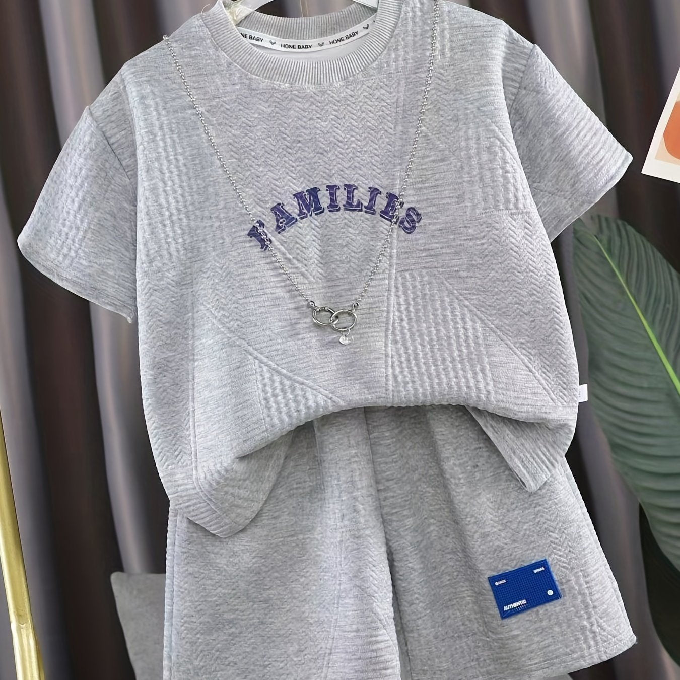 2pcs Boys Teen Casual Round Neck T Shirt & Shorts Set For Summer