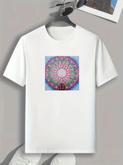 Geometric Circle Print Men's Comfy T-shirt for Summer