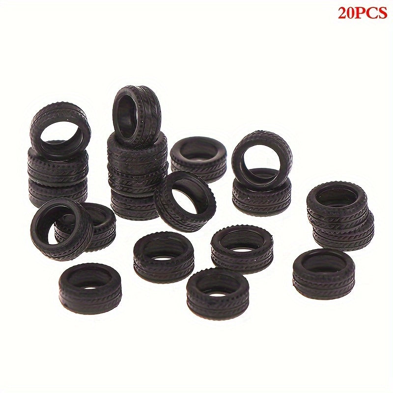20pcs 1 64 Tire Skin Car Model Scene Accessories Tire Wheels Car Model Scene
