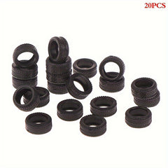 20pcs 1 64 Tire Skin Car Model Scene Accessories Tire Wheels Car Model Scene