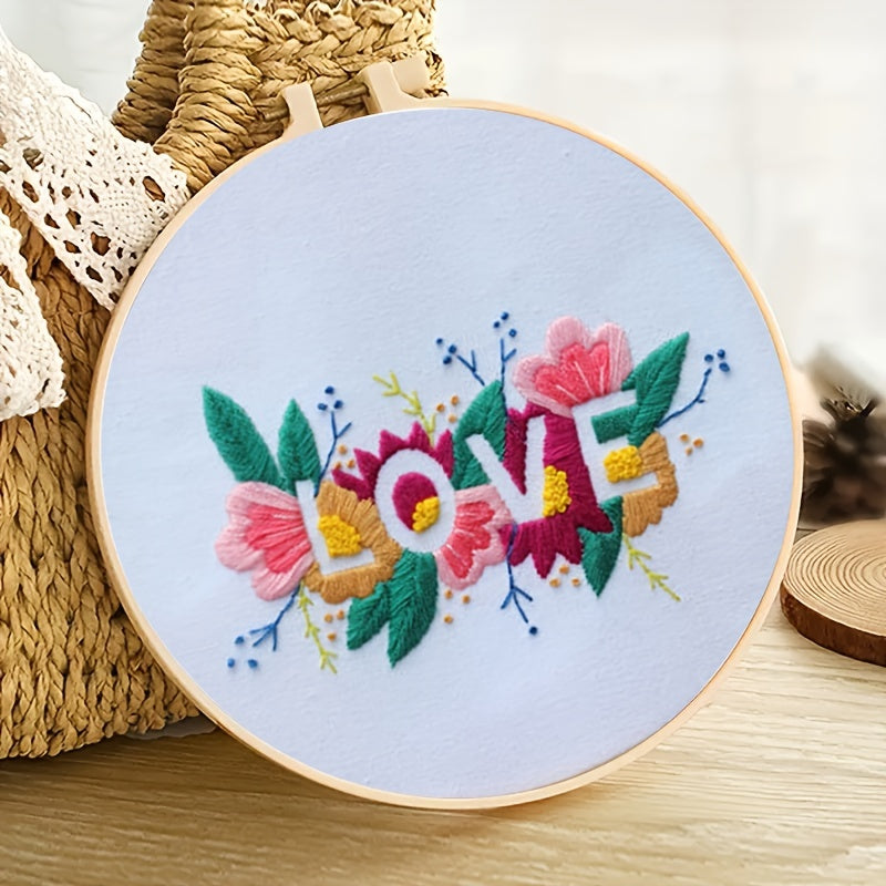 Flower Pattern Embroidery Kit DIY Set - Adults Kids Beginners