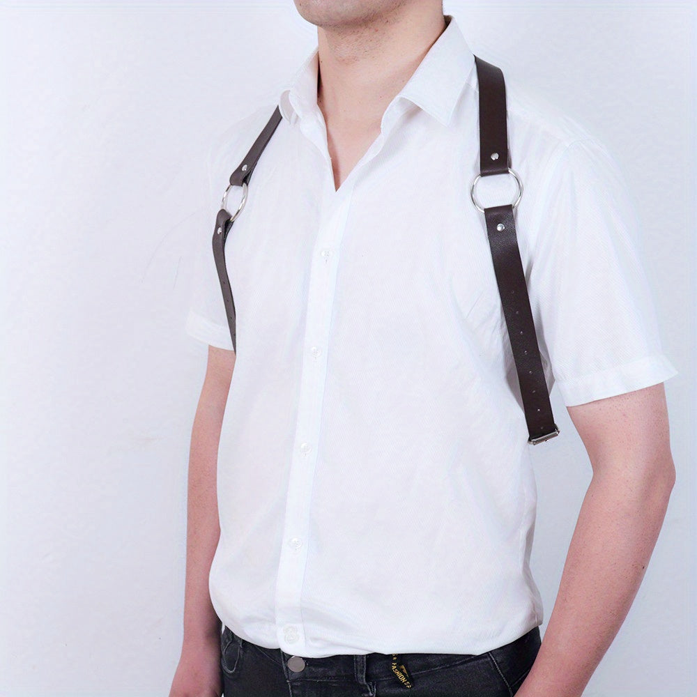 Men's Punk Hip-hop Shoulder Harness PU Leather Adjustable Belt