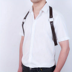Men's Punk Hip-hop Shoulder Harness PU Leather Adjustable Belt