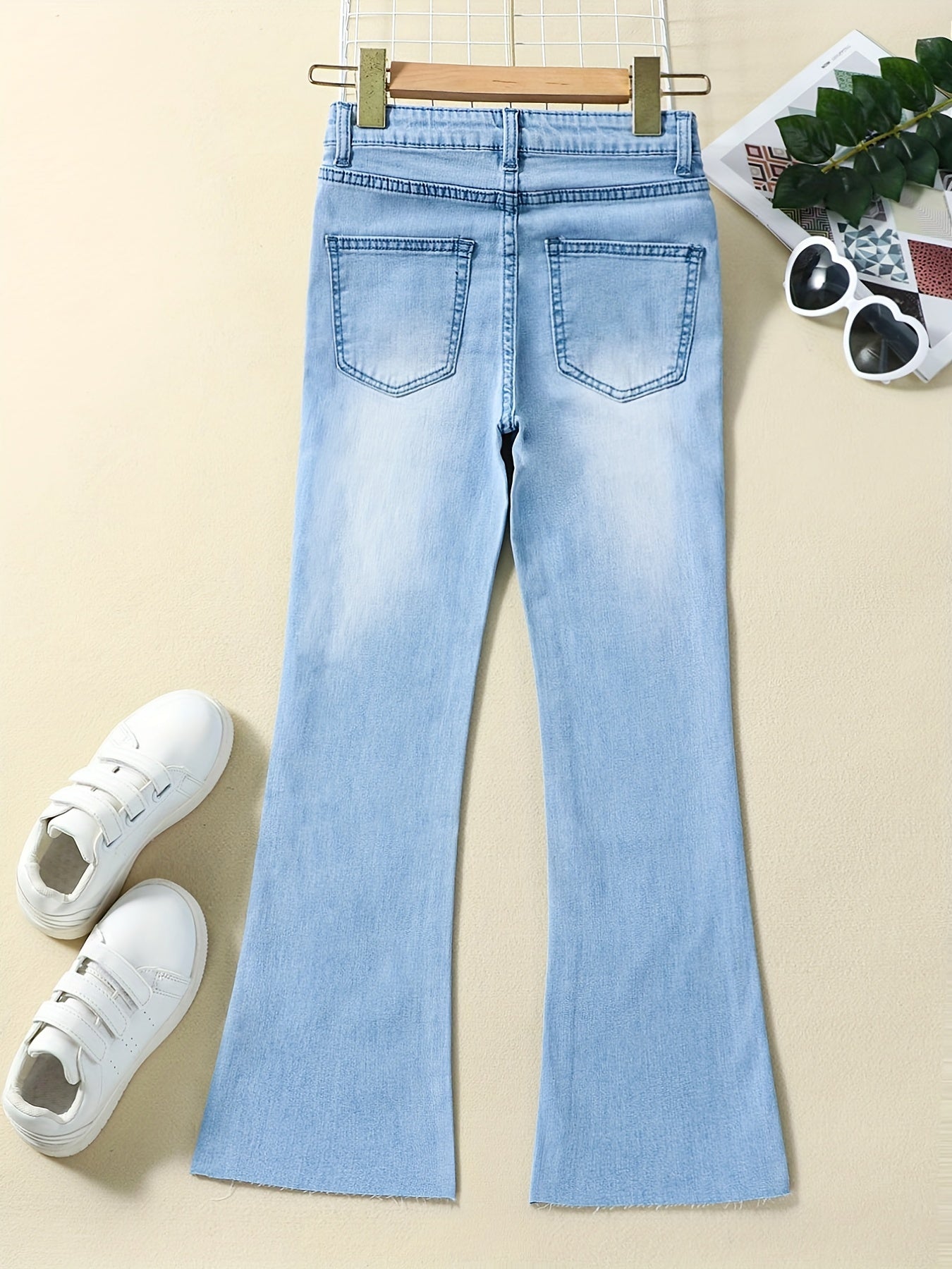 Girls Flare Leg Stretch Denim Jeans Casual For Kids