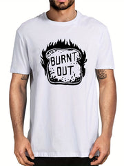 Men's Burnt Out Letter Print T-shirt for Summer