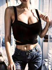 Solid Criss Cross Cami Top Sexy Slim Summer Sleeveless Top