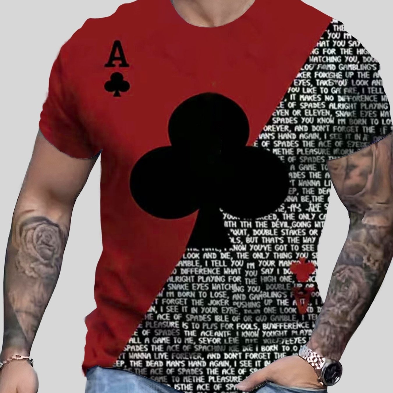 Poker Pattern Men's T shirt Hip hop Style Tees For Summer