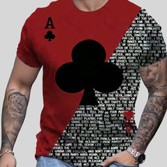 Poker Pattern Men's T shirt Hip hop Style Tees For Summer