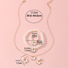 Butterfly Charm Faux Pearl Jewelry Set for Kids