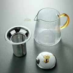 Glass Teapot 1000ml Clear Teapot with Stainless Steel Tea Strainer