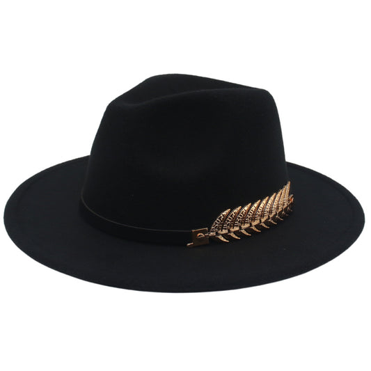 Men's Golden Fishbone Woolen Jazz Hat