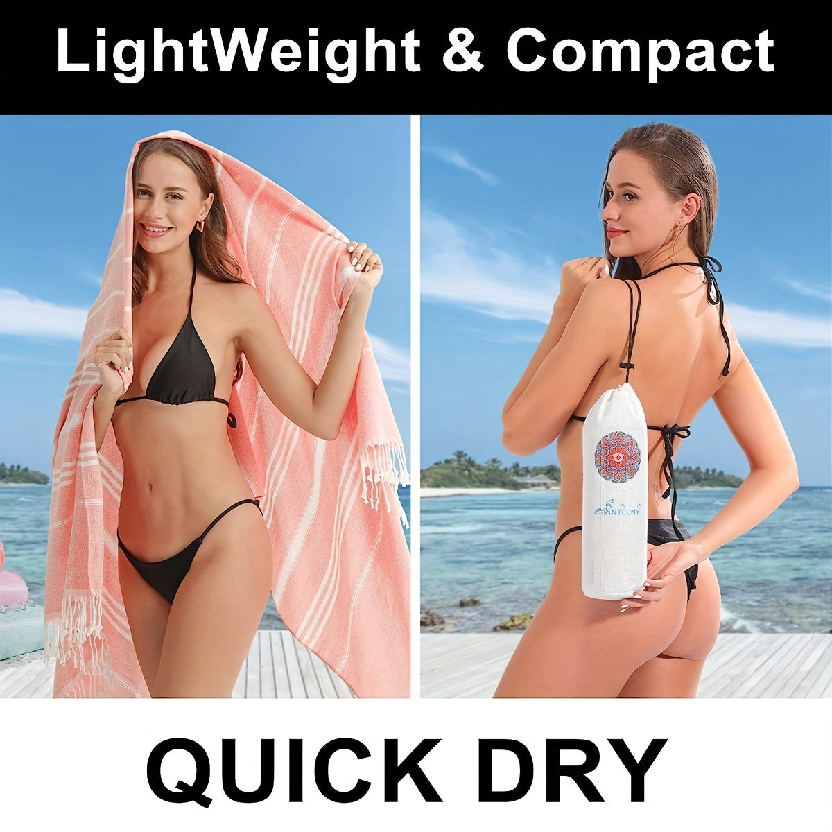 Oversized Beach Towel for Pool Cruise Vacation - Soft, Sandproof, Quick Dry