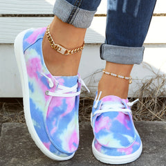 Women's Tie Dye Boat Shoes Lightweight Canvas Comfy Flat Walking Shoes