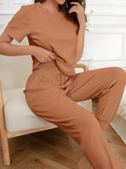 Short Sleeve Top & Pants Lounge Set Women's Loungewear