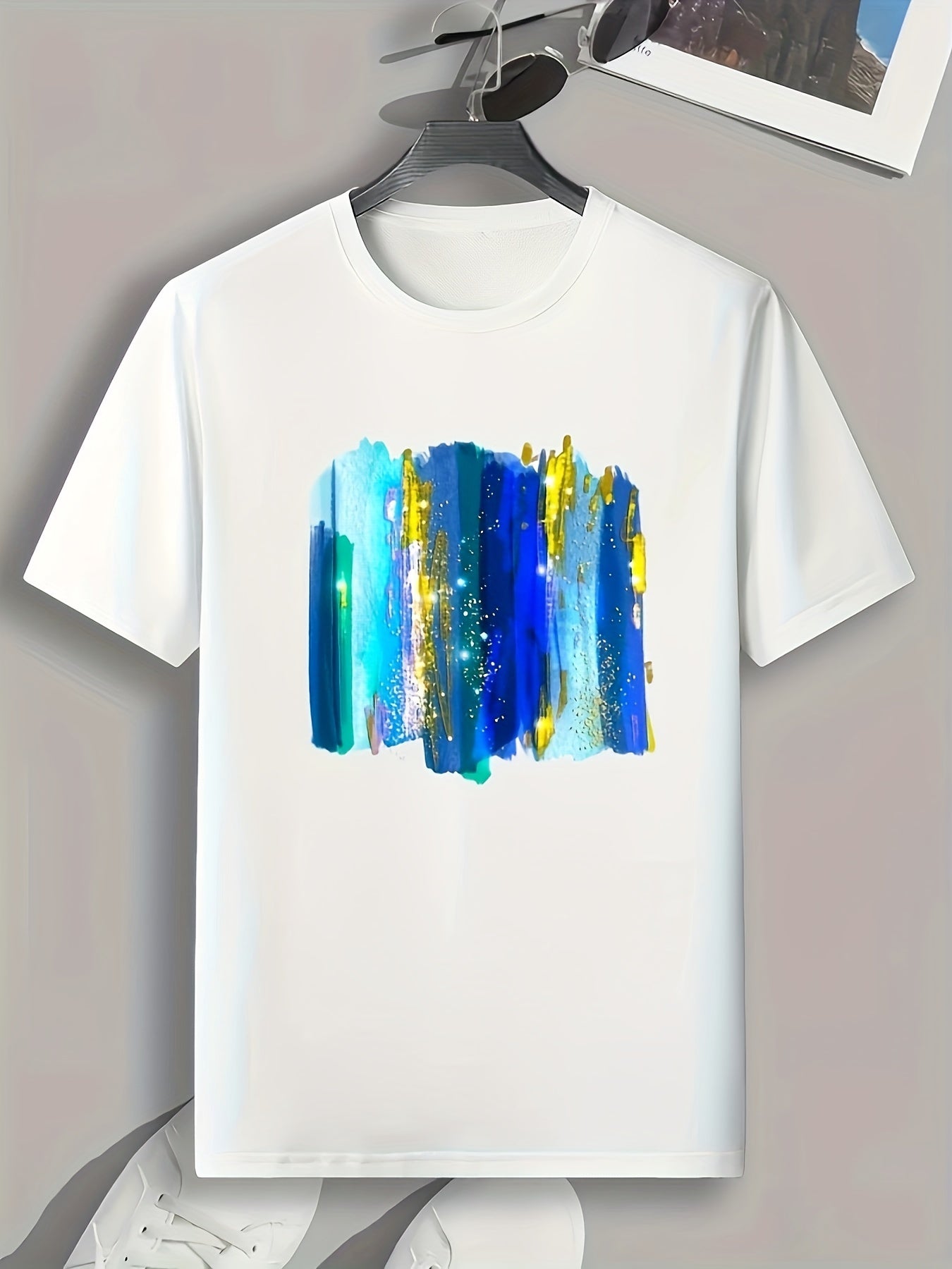 Shining Stripe Print Men's Graphic T-shirt for Summer