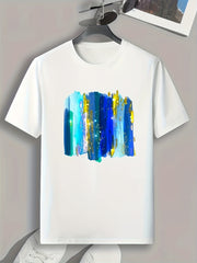 Shining Stripe Print Men's Graphic T-shirt for Summer