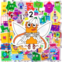50pcs Children's Number Building Block Stickers Educational Toy Cartoon Stickers