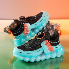 Boy's Basketball Shoes with Rotating Buckle Non Slip Sneakers