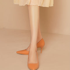 Women's Orange Stiletto Heels Point Toe Work Shoes