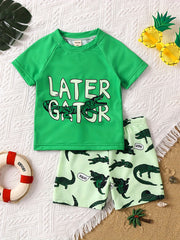 Boys Little Gator Cartoon Crocodile Swimming Suit