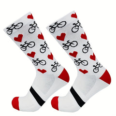 Bicycle Love Pattern Cycling Calf Socks - Outdoor Sports