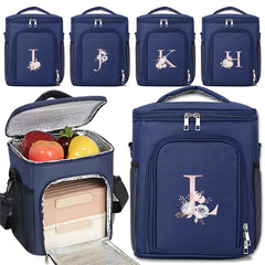Navy Floral C Insulated Lunch Bag for Women