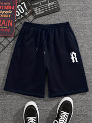 Men's R Graphic Drawstring Shorts for Summer