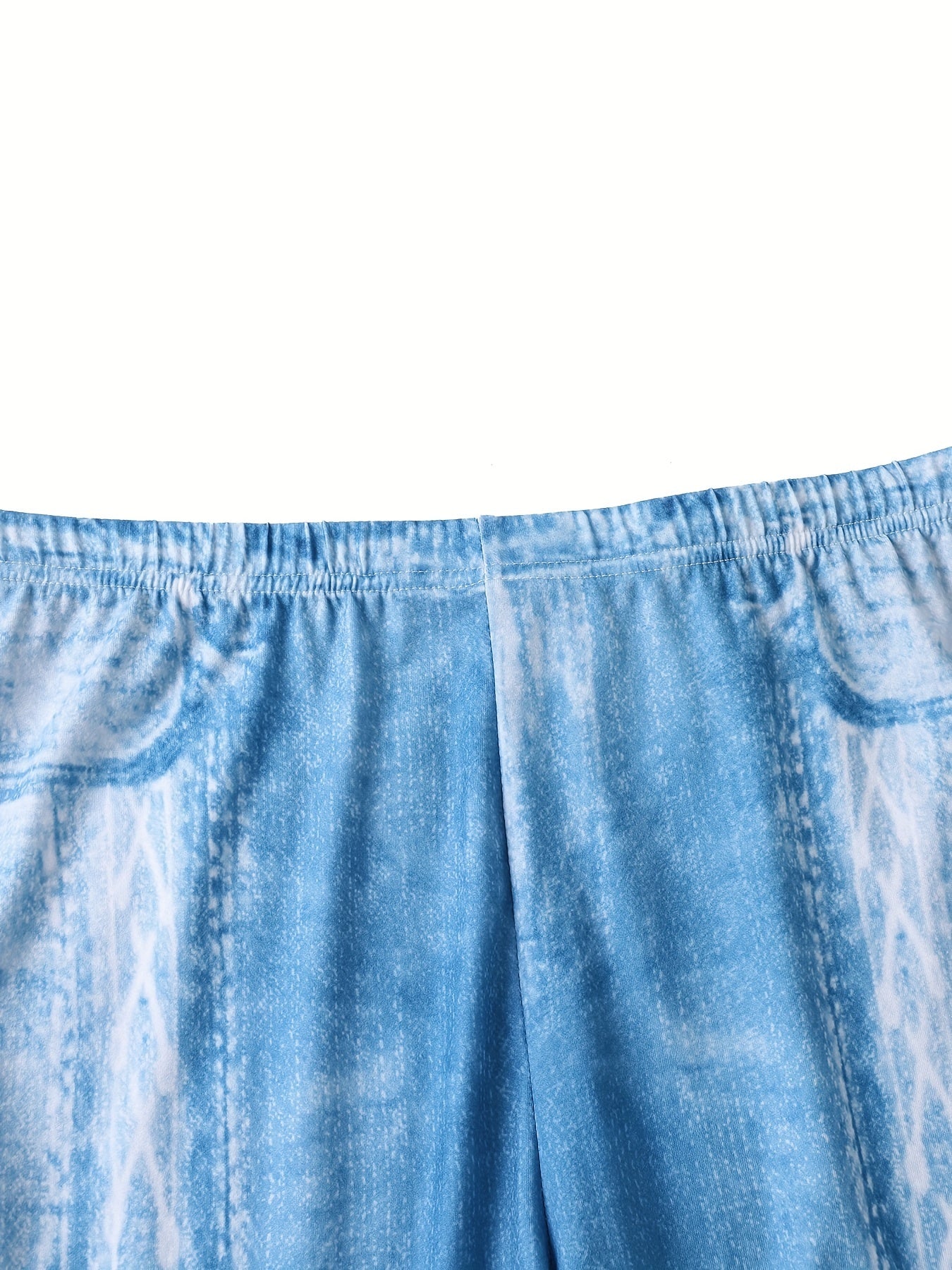 Lace Denim Print Flare Leg Leggings