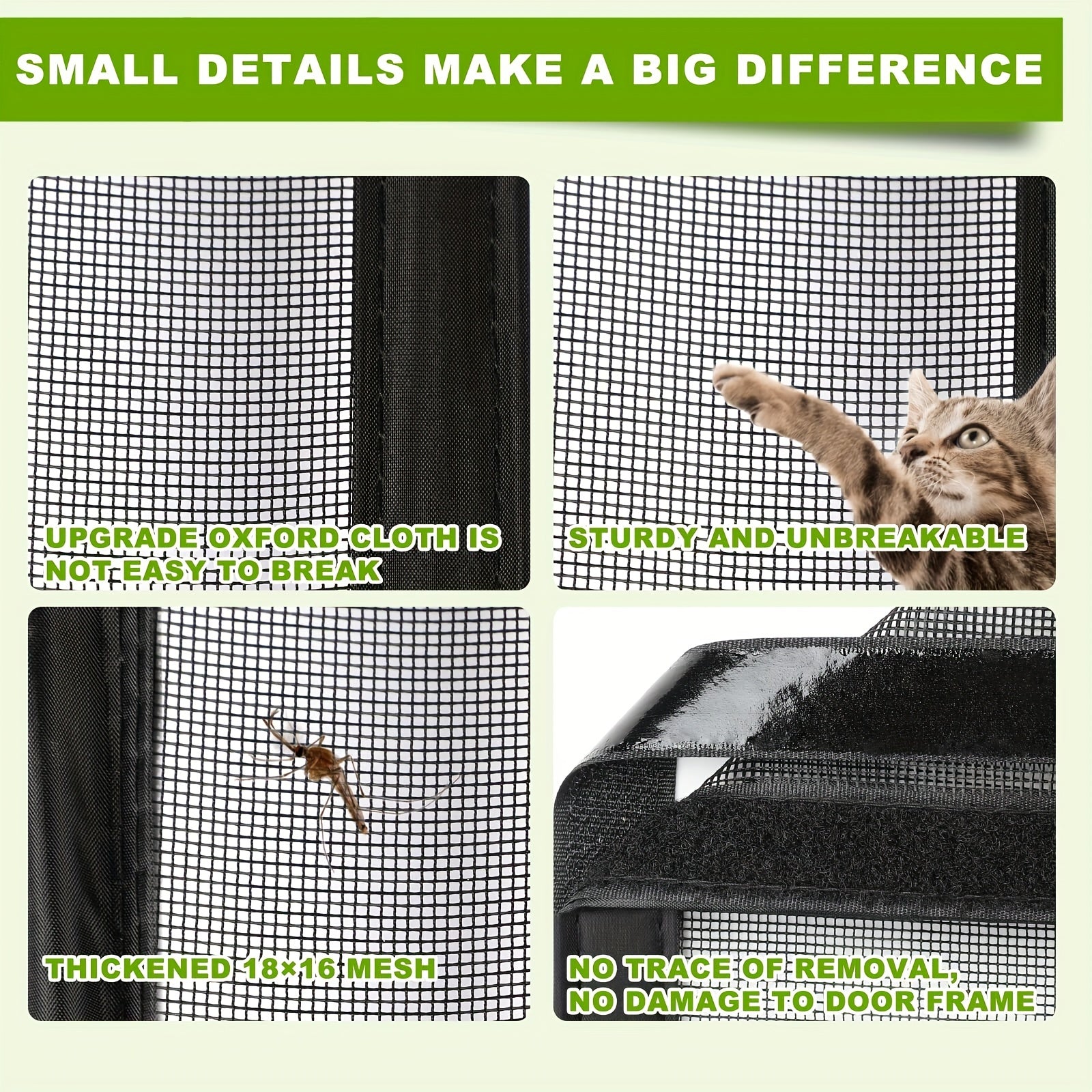 Magnetic Screen Door Fits 84x200cm Doors - Heavy Duty Fiberglass Mesh
