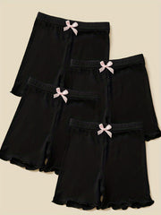 4pcs Girls Bowtie Bottoming Safety Shorts Elastic Waist