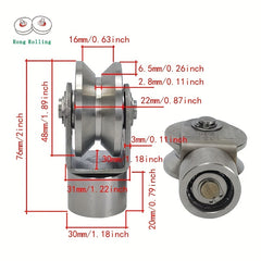 2pcs 5.08cm Stainless Steel V Groove Gate Rollers