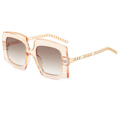 Multicolor Metal Chain Sunglasses Square Frame With Zipper Case