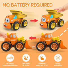 Cartoon Construction Vehicles Toy Set For Toddlers 3 Different Styles Of Orange