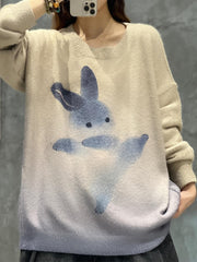 Rabbit Print Long Sleeve Jumper