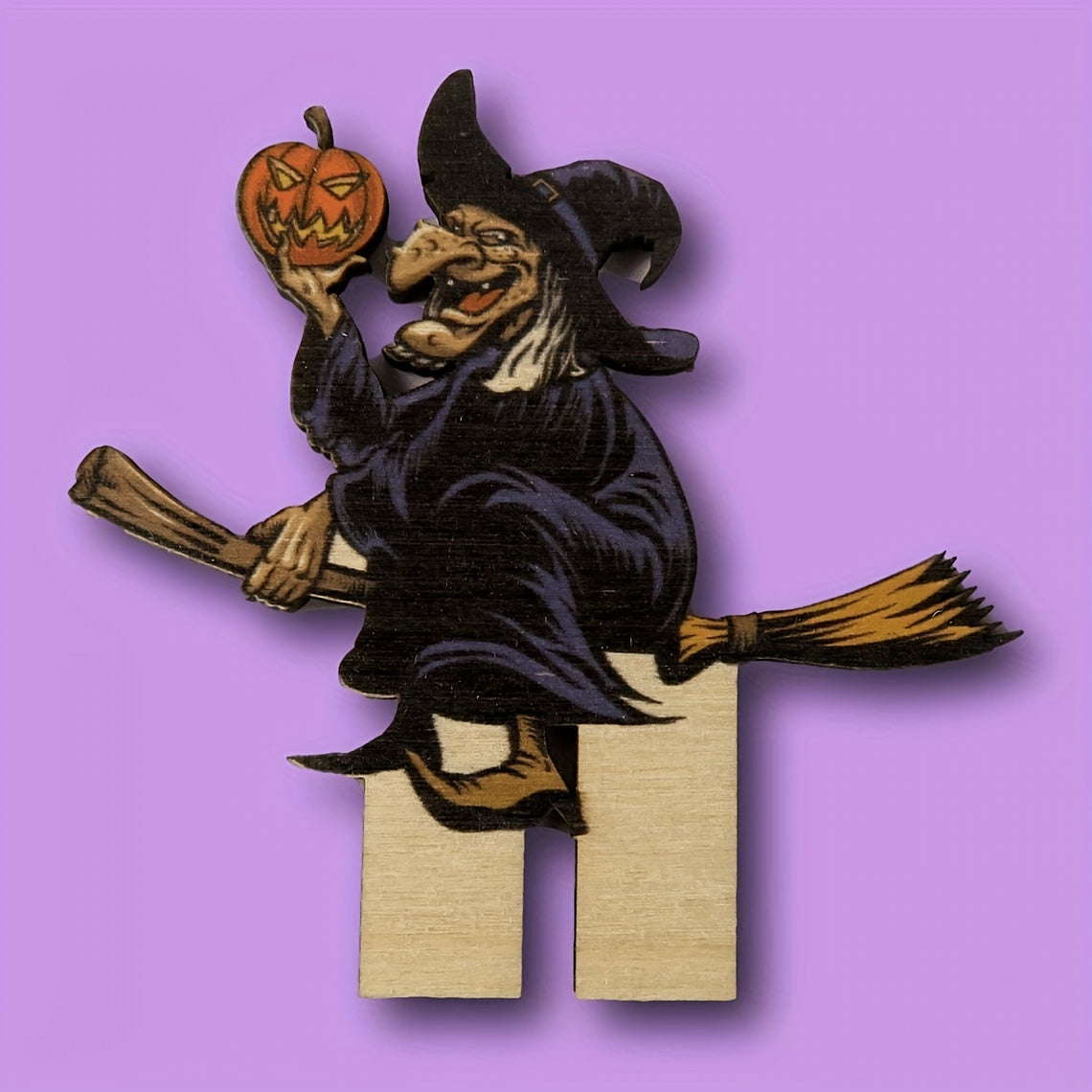 Wooden Halloween Advent Calendar Desktop Spooky Witch Decoration
